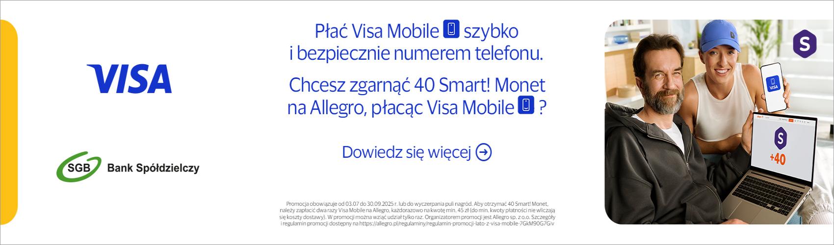 Promocja VISA Mobile. Iga Świątek trzymająca smartfona. Siedzący obok niej Tomasz Kot z laptopem.