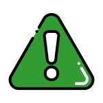 Biały wykrzyknik wpisany w zielony trójkąt równoboczny